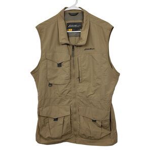 Eddie Bauer Travex Safari Vest Ripstop Full Zip Mens Size LT Large Tall Khaki